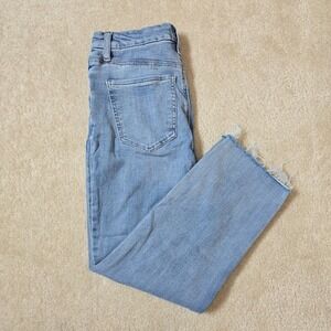 Express‎ Straight Frayed Ankle High Rise Ultra Hyper Stretch Jeans Size M Short